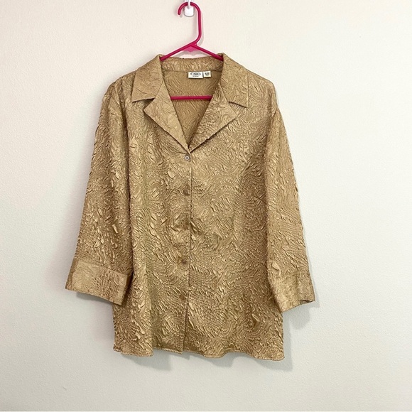 Cato Woman’s Plus Size 18/20W Button Up Gold Brocade Blazer 3/4 Sleeves EUC - Picture 12 of 12